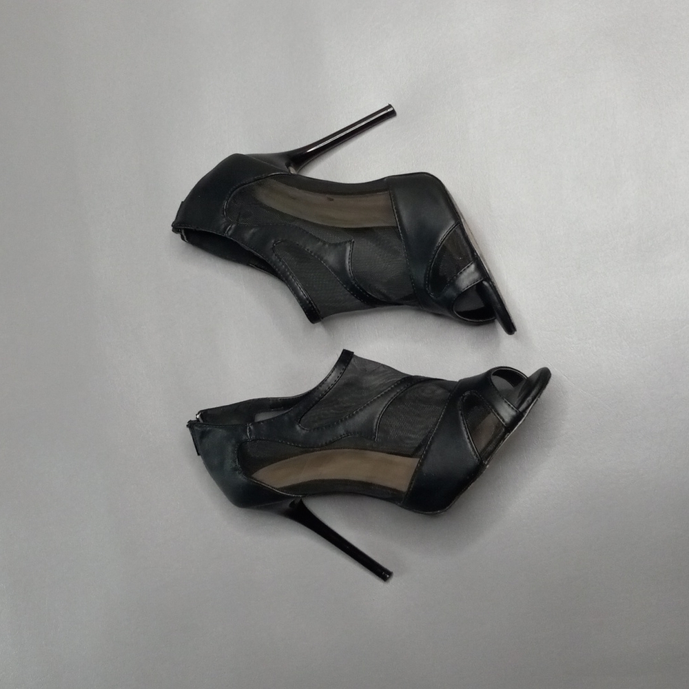 Black & Mesh Peeptoe Heels